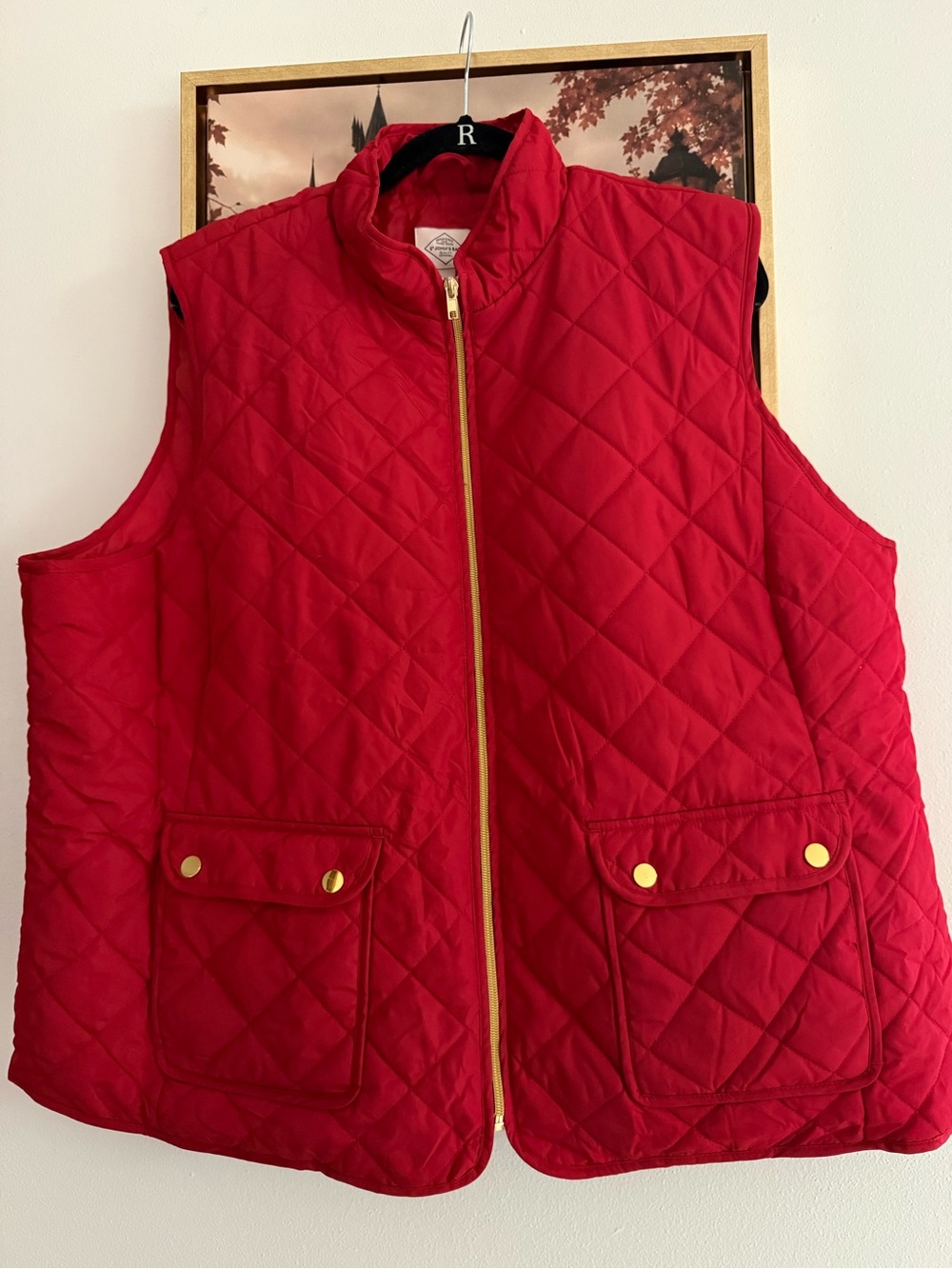 St. John's Bay Red Quilted Women’s Vest with Gold Zipper